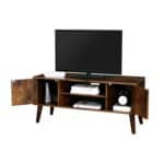 Rustic Brown Farmhouse TV Stand with Storage and Shelves