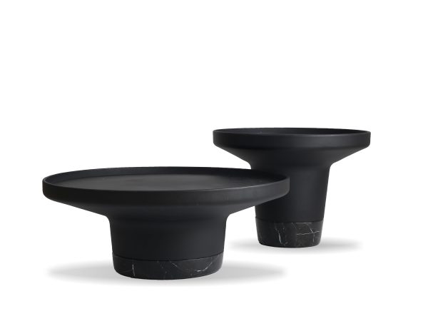 SPACER Black Marble Base Matte Black Aluminum End Table 1