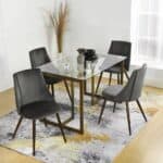 Modern Glass Top Dining Table with Gold Metal Frame 47x31