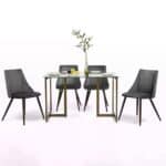 Modern Glass Top Dining Table with Gold Metal Frame 47x31