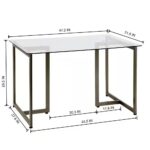Modern Glass Top Dining Table with Gold Metal Frame 47x31