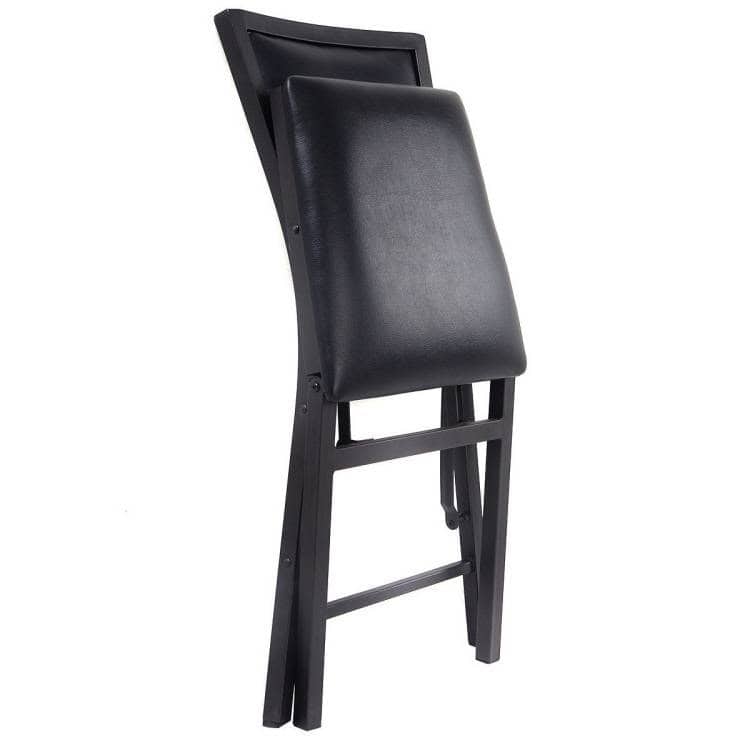 Modern Black Metal Folding Dining Chairs with PU Cushion (Set of 2) 3 Modern Black Metal Folding Dining Chairs with PU Cushion (Set of 2) - Image 3