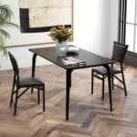 Modern Black Metal Folding Dining Chairs with PU Cushion (Set of 2) 9 Modern Black Metal Folding Dining Chairs with PU Cushion (Set of 2)