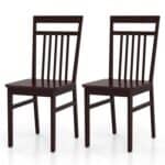 Modern Farmhouse Dark Wood High Back Dining Chairs (Set of 2)