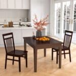 Modern Farmhouse Dark Wood High Back Dining Chairs (Set of 2)