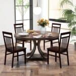 Modern Farmhouse Dark Wood High Back Dining Chairs (Set of 2)