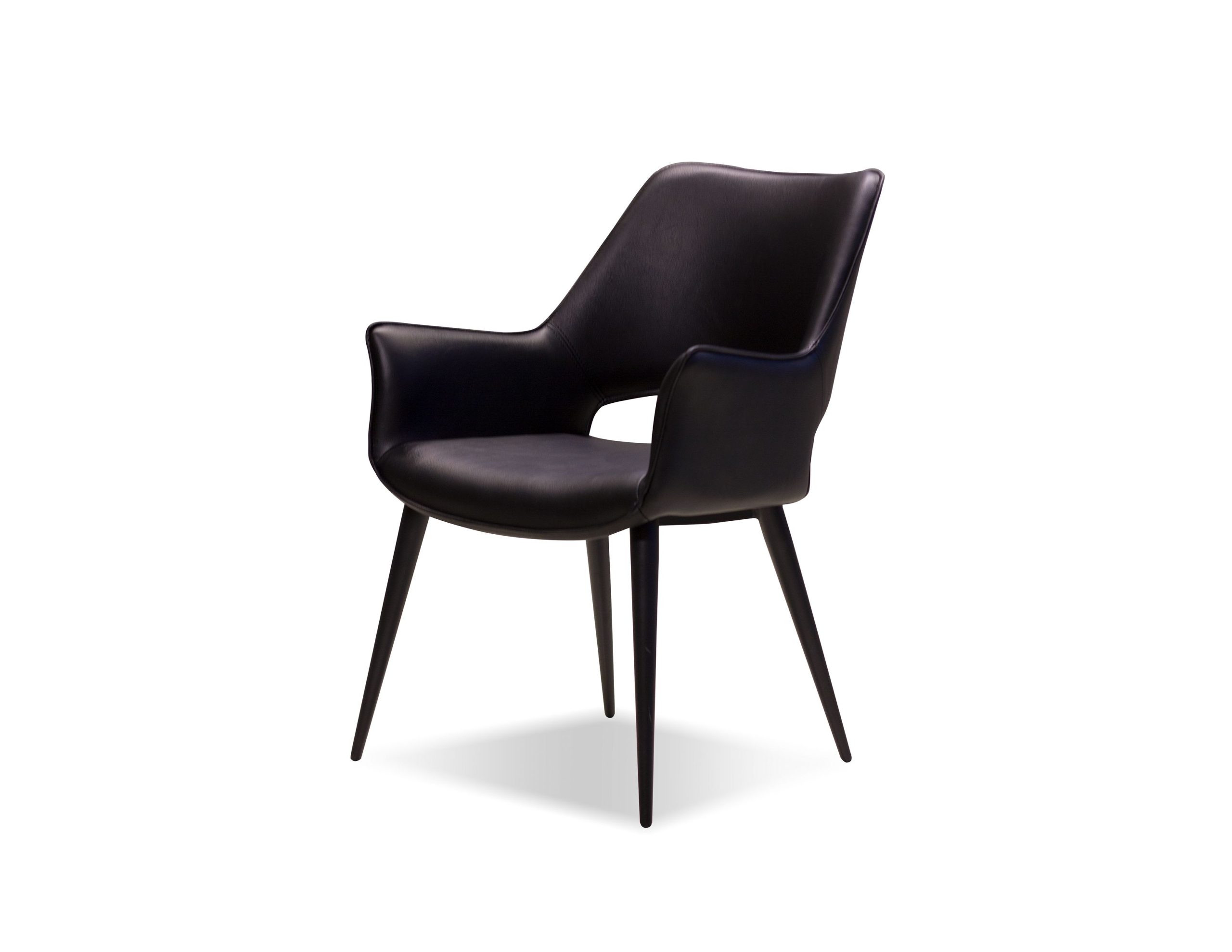 STRATFORD Black Leatherette Dining Armchair Black Steel Base 1 STRATFORD Black Leatherette Dining Armchair Black Steel Base