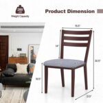Modern Farmhouse Wood Dining Chair with Padded Seat (Set of 2)