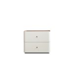 SUMU Cream Leather 2-Drawer Soft-Closing Side Table