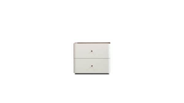 SUMU Cream Leather 2 Drawer Soft Closing Side Table 1 2