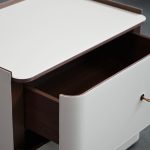 SUMU Cream Leather 2-Drawer Soft-Closing Side Table