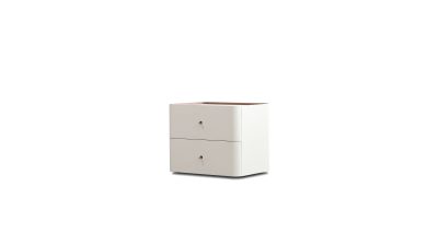 SUMU Cream Leather 2-Drawer Soft-Closing Side Table