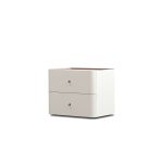 SUMU Cream Leather 2-Drawer Soft-Closing Side Table