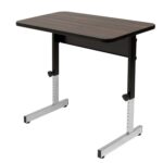 Adjustable Height Sit-Stand Writing Desk with Walnut Wood Finish 3 Adjustable Height Sit-Stand Writing Desk with Walnut Wood Finish