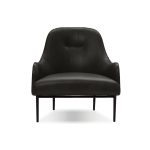 SWOON Black Leather Lounge Chair Black Powder Coated Legs