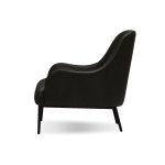 SWOON Black Leather Lounge Chair Black Powder Coated Legs