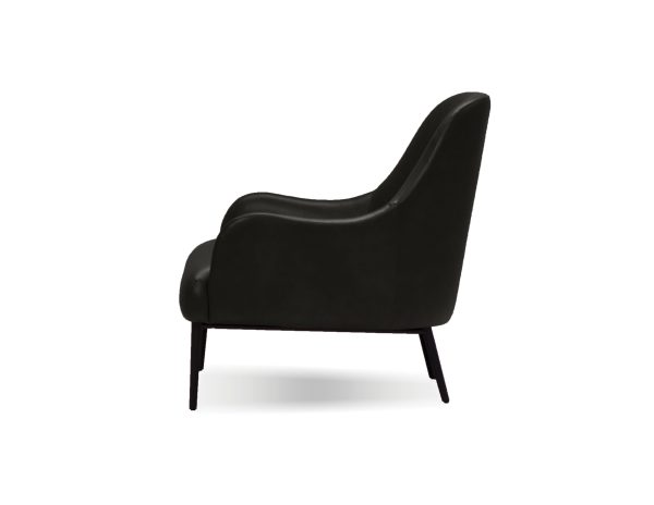 SWOON Black Leather Lounge Chair Black Powder Coated Legs 2