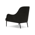 SWOON Black Leather Lounge Chair Black Powder Coated Legs