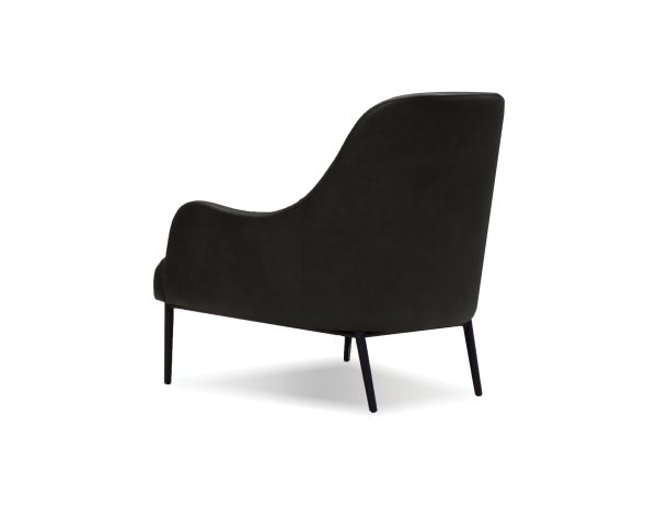 SWOON Black Leather Lounge Chair Black Powder Coated Legs 4