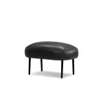 SWOON Black Leather Ottoman Black Powder Coated Steel Legs
