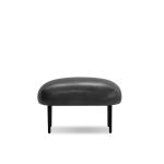 SWOON Black Leather Ottoman Black Powder Coated Steel Legs