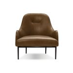 SWOON Brown Leather Lounge Chair Black Steel Legs