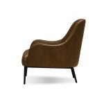 SWOON Brown Leather Lounge Chair Black Steel Legs