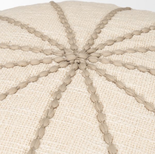 Sachi Beige w Stitching Pouf 4