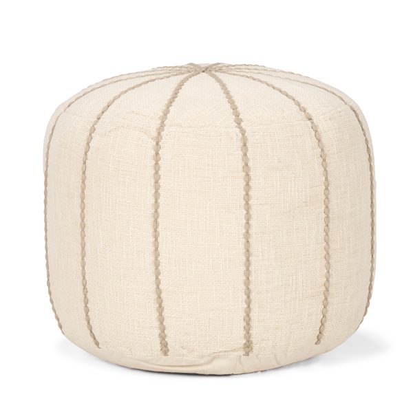 Sachi Beige w Stitching Pouf