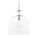 Sadah Large Clear Blown Glass w/ Gold Metal Pendant Light