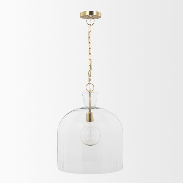 Sadah Large Clear Blown Glass w Gold Metal Pendant Light 2