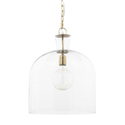 Sadah Large Clear Blown Glass w/ Gold Metal Pendant Light