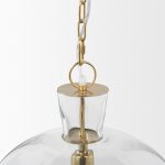 Sadah Large Clear Blown Glass w/ Gold Metal Pendant Light