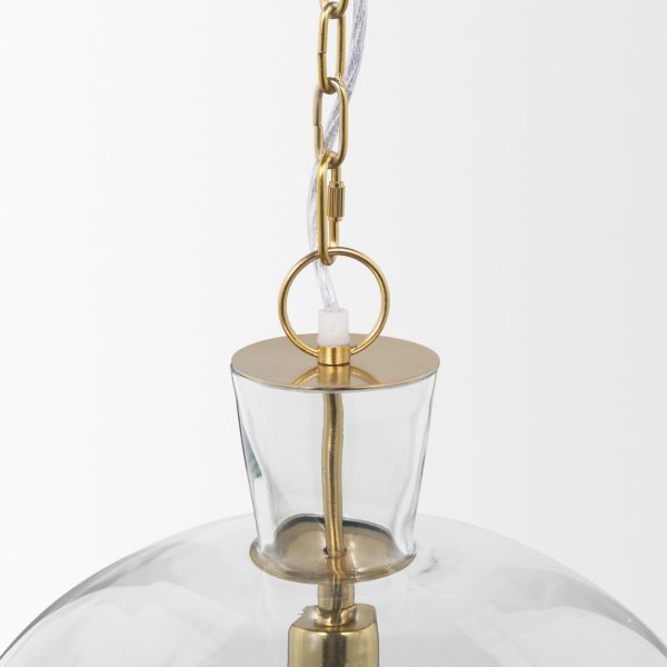 Sadah Large Clear Blown Glass w Gold Metal Pendant Light 5