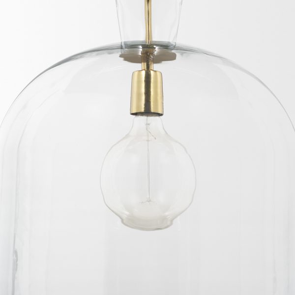 Sadah Large Clear Blown Glass w Gold Metal Pendant Light 6
