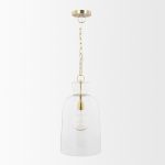 Sadah Tall Clear Blown Glass w/ Gold Metal Pendant Light