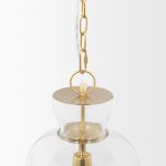 Sadah Tall Clear Blown Glass w/ Gold Metal Pendant Light