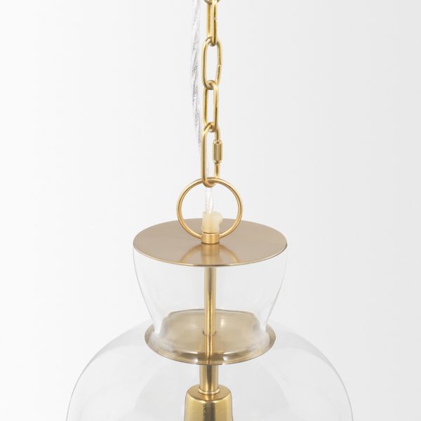 Sadah Tall Clear Blown Glass w Gold Metal Pendant Light 5