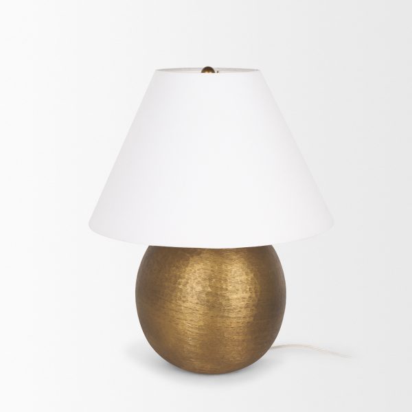 Sadiyah Antiqued Gold Brushed Metal w Cream Shade Table Lamp 3