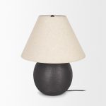 Sadiyah Black Brushed Metal w/ Beige Shade Table Lamp