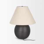 Sadiyah Black Brushed Metal w/ Beige Shade Table Lamp