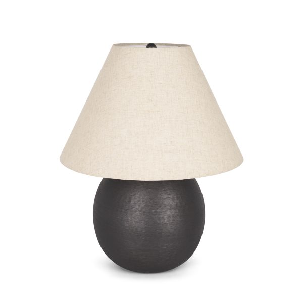 Sadiyah Black Brushed Metal w Beige Shade Table Lamp