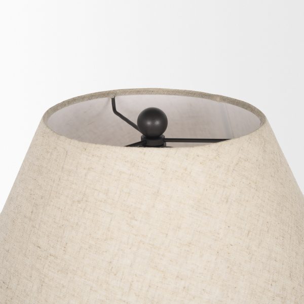 Sadiyah Black Brushed Metal w Beige Shade Table Lamp 7