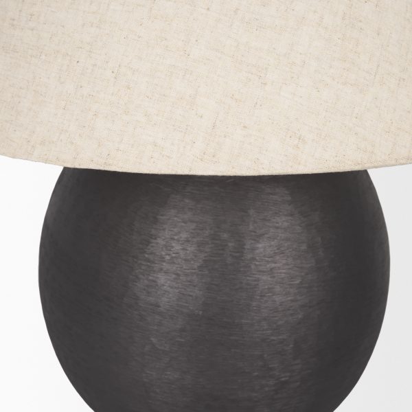 Sadiyah Black Brushed Metal w Beige Shade Table Lamp 8