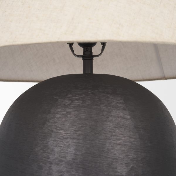 Sadiyah Black Brushed Metal w Beige Shade Table Lamp 9