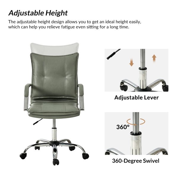 Sage Vegan Leather Tufted Wingback Ergonomic Adjustable Task Chair 2