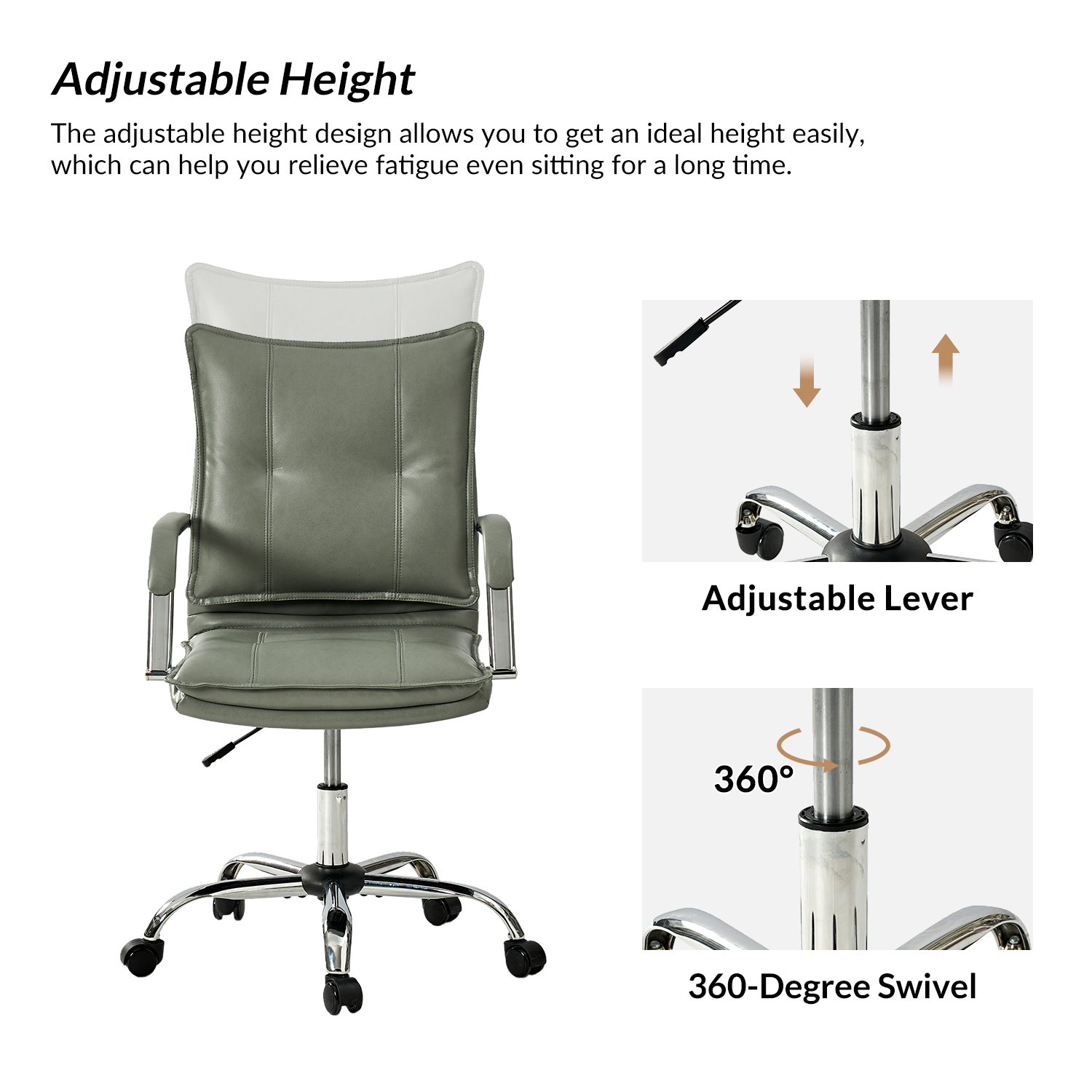 Sage Vegan Leather Tufted Wingback Ergonomic Adjustable Task Chair 3 Sage Vegan Leather Tufted Wingback Ergonomic Adjustable Task Chair - Image 3