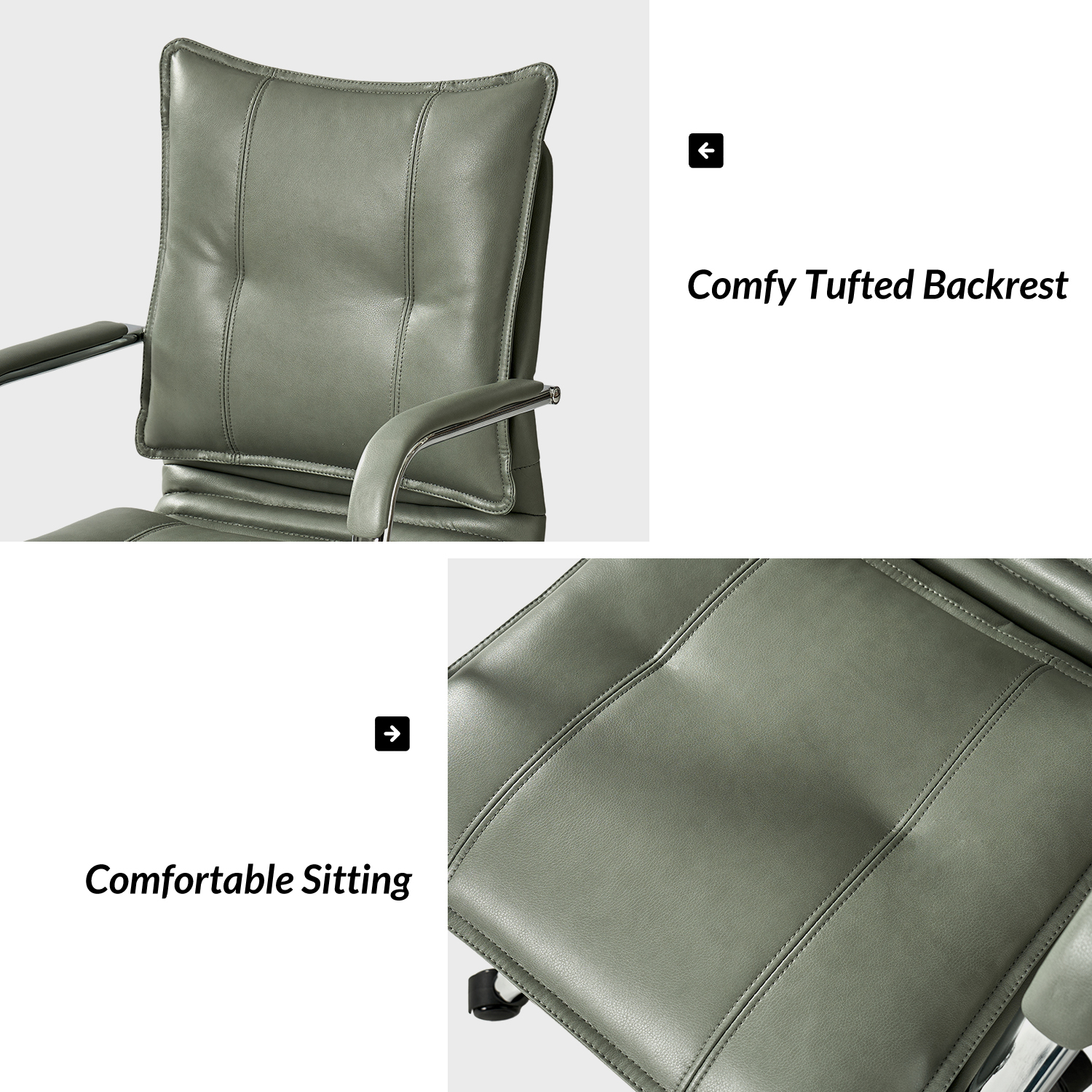 Sage Vegan Leather Tufted Wingback Ergonomic Adjustable Task Chair 4 Sage Vegan Leather Tufted Wingback Ergonomic Adjustable Task Chair - Image 4