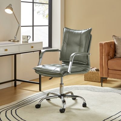 Sage Vegan Leather Tufted Wingback Ergonomic Adjustable Task Chair
