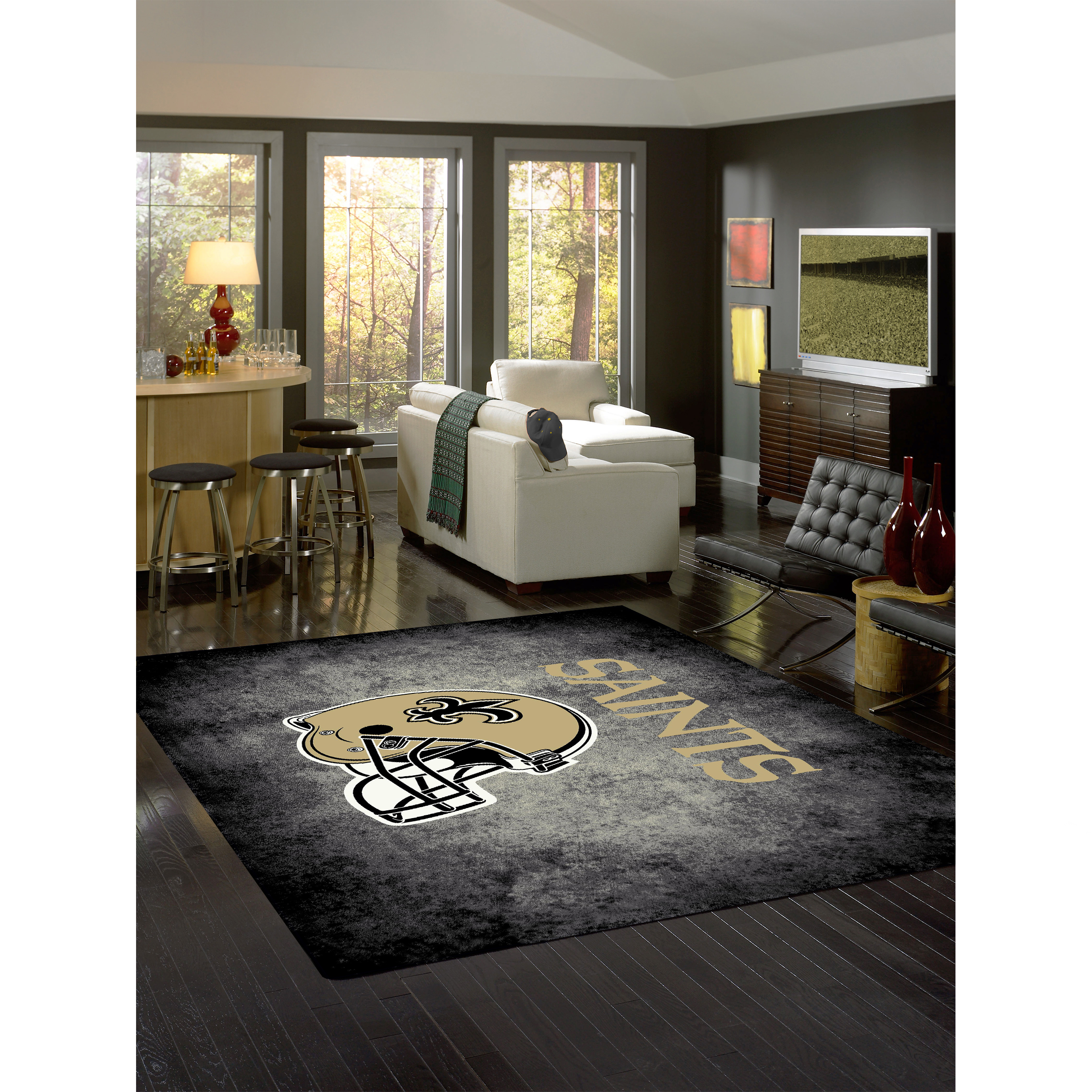 Saints 8x11 Distressed Area Rug Officially Licensed NFL